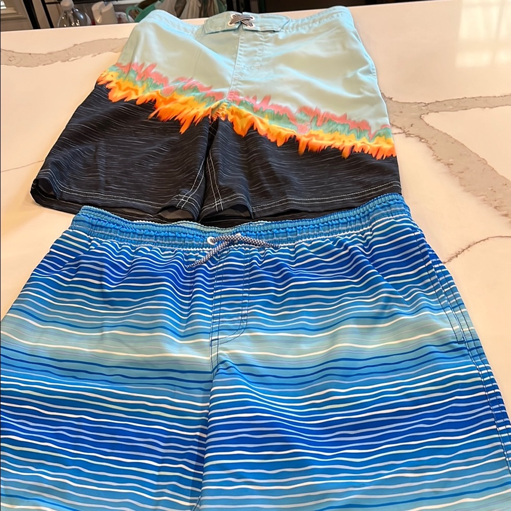 Wonder Nation Boys 2 Swim Trunks. 10-12 Husky & 10-12. Both are New. Elastic.